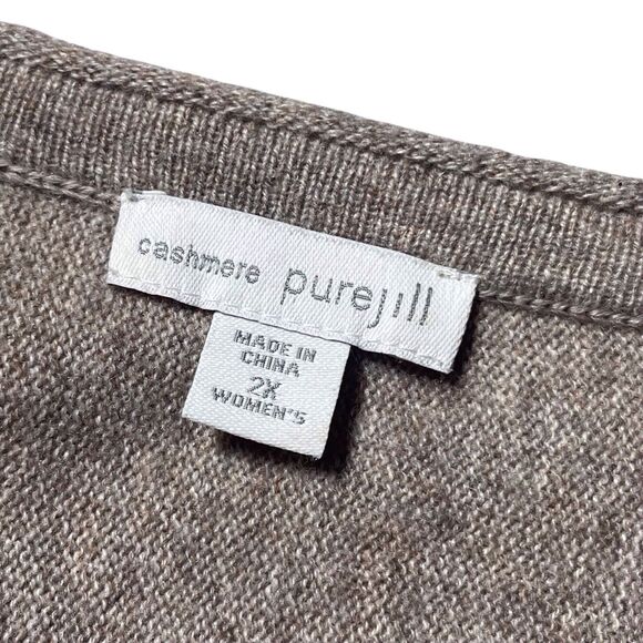 J.JILL Pure Jill Cashmere Cardigan Sweater Size 2X Beige Long Line V-Neck Button - Picture 3 of 16